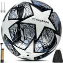 Soccer Ball Size 5,Waterproof PU Leather,Official Match Ball (White Grey)