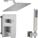 Shower Faucet Set 8 Inch Rainfall Shower Head and Handheld Shower High Pressure Rainfall Shower Head System Shower Faucet Set with Valve and Trim