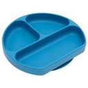 Bumkins Toddler and Baby Suction Plate, Divided Grip Dish for Babies and Kids, Baby Led Weaning, Feeding Supplies, Sticks to Tables and Highchairs, Platinum Silicone, for Children 6 Months, Dark Blue