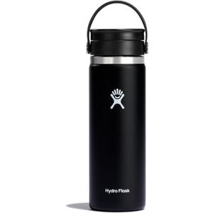 Hydro Flask Wide Mouth Bottle with Flex Sip Lid - Insulated Water Bottle Travel Cup Coffee Mug Black 20 oz