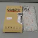 Cute Tulip Flowers Bow Shell Pattern for iPhone 16 Pro Max Case, [3 in 1] with Screen Protector & Camera Lens Protector, Clear Soft Shockproof Slim Fit Floral Phone Cover for Women (White)