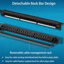 Rapink Patch Panel 24 Port Cat6 with Inline Keystone 10G Support, Pass-Thru Coupler Patch Panel UTP 19-Inch with Removable Back Bar, 1U Network Panel for Cat6, Cat5e, Cat5 Cabling