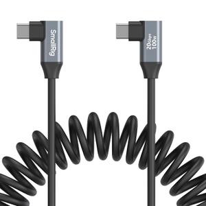 SMALLRIG USB C to USB C Coiled Data Cable (Angled to Angled), 90 Degree Type C Cable 20Gbps High Speed Data Transfer, Support PD 100W Fast Charging, for iPhone, Laptops and Cameras etc. - 4793