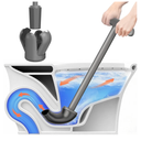 Cinola Toilet Plunger with Holder, Wall Mounted Toilet Bowl Plunger with Hideaway Caddy, Dual Handle Plunger for Bathroom Built-in Drip Tray, RV Bathroom Accessories, Dark Grey