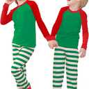 Benaive Matching Family Christmas Pajamas Set Boys Girls Holiday Pjs for Women Men Sleepwear (X-Small, 6585-striped-green-red)