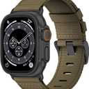 Nylon Watch Band for Apple Watch Ultra 3/2/1 Band 49mm 46mm 45mm 44mm 42mm(Series 1 2 3), Adjustable Breathable iWatch Straps for Apple Watch Ultra Bands for Men 11/10/9/8/7/6/SE/5/4/3/2/1 (Khaki (Black buckle))