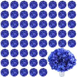 AVIVIHO 60 PCS Royal Blue Hydrangea Artificial Flowers Bulk Fake Flowers Hydrangea Silk Flowers with Stems Heads for Wedding Party Home Decor Table Centerpieces Father's Day Decoration