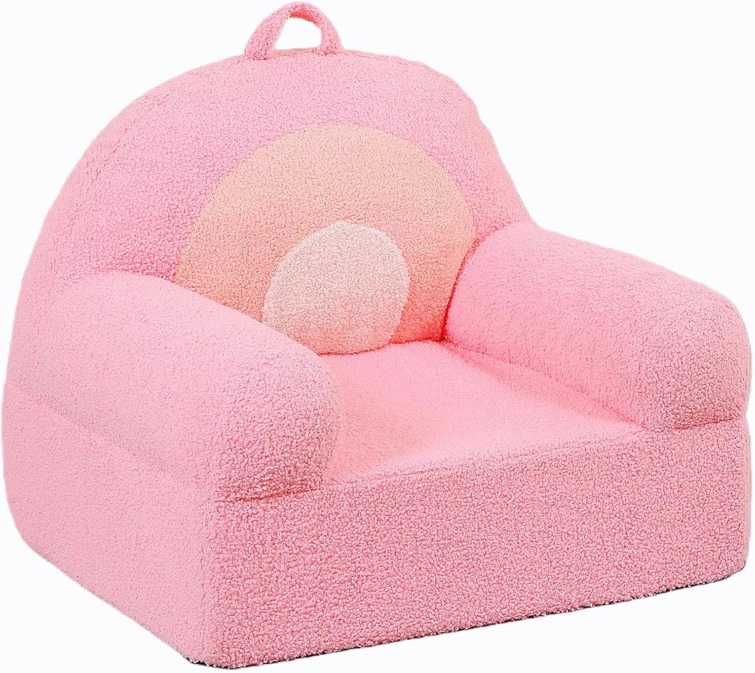 Comfy Toddler Chair, Snuggly Kids Armchair, Pink Rainbow
