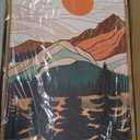 Tinonedraw Mountain Framed Canvas Wall Art Set of 3, Sunrise Forest Woodland Landscape Art Prints, Boho Coloful Ridge Scenery Wall Decor, Wood Pine Wilderness Art Paintings for Living Room Bedroom, Office 16"x24"