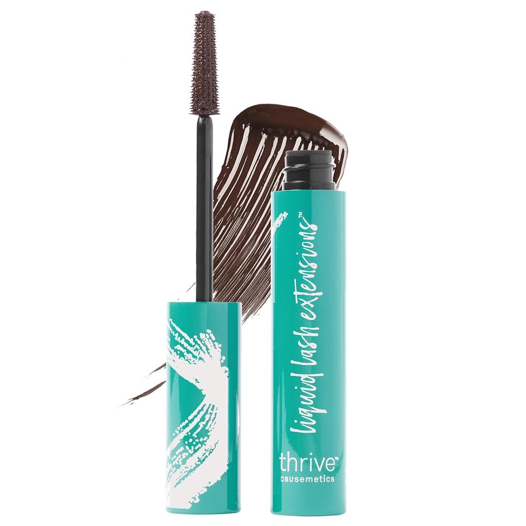 Thrive Causemetics Thrive Mascara, Liquid Lash Extensions Mascara, Tubing Mascara Lengthening, Volumizing & Curling, Smudge Proof, Washable, No Clumping or Flaking, Vegan, Crystal (Brown Black)