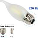 C35 4W LED Filament Bulb, Dimmable, Bright Cool White Light Color 6000K, E26 Medium Base, Frosted Glass Cover, 40W Incandescent Bulb Equivalent, Flame Tip, 3 Count