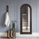 56"x21" Arched Full Length Mirror with Solid Wood Frame, Brown