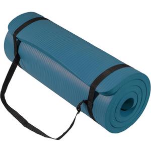 Signature Fitness Extra Thick High-Density Foam Yoga Mat Multiple Thicknesses (1/2" & 1") / Multiple Colors Double-Sided Non-Slip Surface with Carrying Strap for Pilates, Yoga & Home Workouts