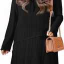 AlvaQ Plus Size Dresses for Women Fall Winter Casual Bow Tie Ruffle V Neck Ribbed Knit Mini Sweater Dress L-4X (Black, XL)