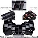 Joligrace Makeup Train Case Professional Adjustable - 6 Trays Cosmetic Cases Makeup Storage Organizer Box with Lock and Compartments 14 Inch Large Black