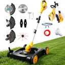 Cordless Lawn Mower (Compatible with DEWALT Battery), 1000W Brushless String Trimmer & Wheeled Edger Combo Kit, with 3-Position Cutting Height & LCD Display, Electric Weed Wacker for Garden(Tool Only)
