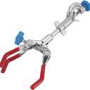 Clamp, 3 Prong Swivel Flask Clamp, Test Tube Condenser Holder with Flexible Jaws