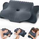 Cervical Pillow for Neck Pain Relief - Cooling Ergonomic Dual-Sided Orthopedic Neck Pillow with Ice Silk Pillowcase, Breathable Memory Foam Contour Pillow for Side, Back, Stomach Sleepers, Queen Size 25.2"Lx15.35"Wx5.12"H, Dark Grey
