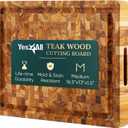 Yes4All Durable Teak Cutting Boards for Kitchen, [17''L x 13''W x 1.5 Thick] Medium End Grain Cutting Board, Pre Oiled Wood Cutting Boards, Thick Chopping Board w/Juice Grooves and Easy Grip Handle