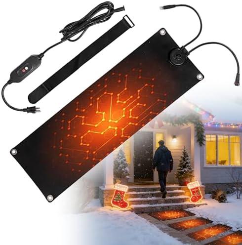 EAGWON Heated Snow Melting Mats, 10x30 in No-Slip Rubber Outdoor Mat, Ice Melt Pads for Walkways, Decks, Stairs, Doorways, Driveway, Backyards & Roof Valley Ice Dam Prevention (10” x 30")