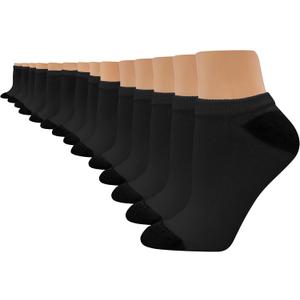 Hanes Women's Cool Comfort No-Show Socks, Moisture-Wicking Socks, 14-Pack (Black) Size 5-9
