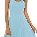 Missufe Women's Sleeveless Racerback Flared Casual Plain Tank Dress, Small