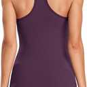 ATTRACO Ribbed Workout Tank Tops for Women with Built in Bra Tight Racerback Scoop Neck Athletic Top (Purple, XL)