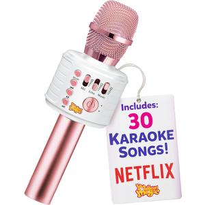 Move2Play, Kids Karaoke Microphone | Includes Bluetooth & Pre-Loaded Songs | Birthday Girls Present for All Ages, 2, 3, 4, 5+ Year Old Girls, Boys & Toddlers (Pink)