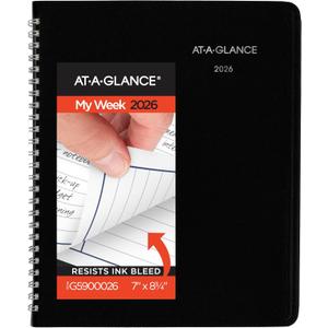 AT-A-GLANCE 2026 Planner, Weekly, 7" x 8-3/4", Medium, Column-Style, DayMinder, Black (G5900026)