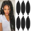 Springy Afro Twist Hair 6 Packs Marley Twist Braiding Hair Pre-Fluffed Spring Twist Hair For Soft Locs Afro Twist Hair For Women (1B# (Black#), 22inch (Pack of 6))