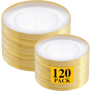 LIYH 120 Pcs Clear Gold Plastic Plates for Party, Crystal Gold Plastic Party Plates, Elegant Disposable Plate Set Included Dinner & Dessert Plate for Wedding Birthday 60 Guests