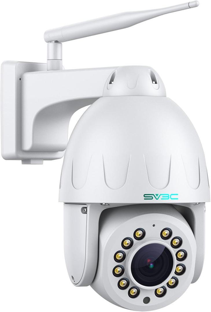 SV3C 4K PTZ WiFi Camera Outdoor 15X Optical Zoom, Wireless IP Security Camera 8MP, Auto Tracking, Floodlight Color Night Vision, 2-Way Audio, Metal Shell, RTSP, FTP, SD Card Record, Onvif Conformant