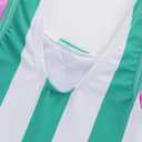 LIZENS Girls One Piece Swimwear Stylish Girls Swimsuit for Ages 2-12 Color Clash Vintage (Green Stripe)