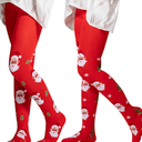 Aaronano 2 Pairs Girls Patterned Red Tights Christmas Holiday Stockings Kids Snowflake Printed Tights for Girls, Medium