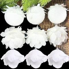 White Christmas Balls Ornaments, Tree,Christmas Tree Decorations Set,Shatterproof Christmas Tree , 9 items