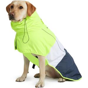 Spark Paws Dog Raincoat, Waterproof Windproof Rain Jacket, for Dogs, Reflective Breathable Full-Body Coverage Dry Suit - Neon White Navy Blue, 3XL (3xl: 60-80lbs)