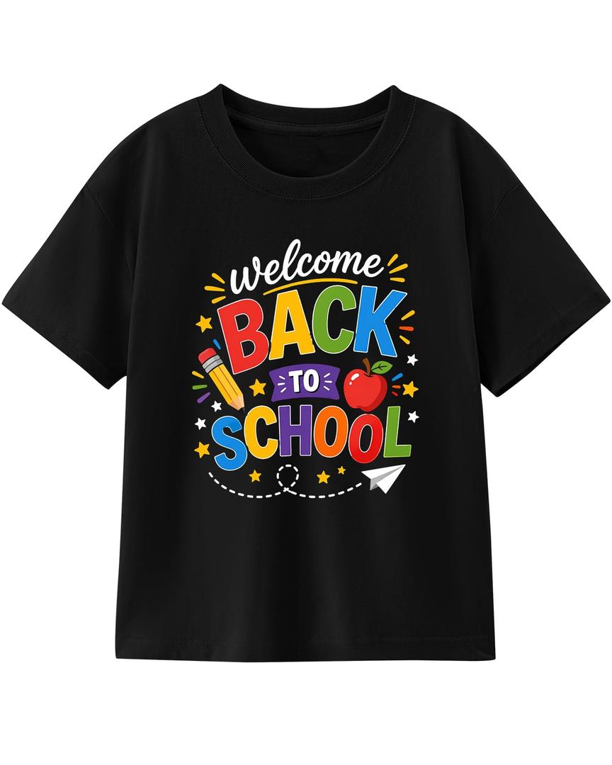 First Day of School Shirt Girls Boys Back to School Pre-K Shirt First Grade Funny Short Sleeve Tee Cotton