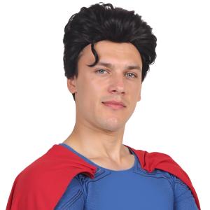ColorGround Super Rocker Cosplay Wig for Man Short Black Synthetic Fiber Hair Wig for Adult Halloween Costume (Big Size)
