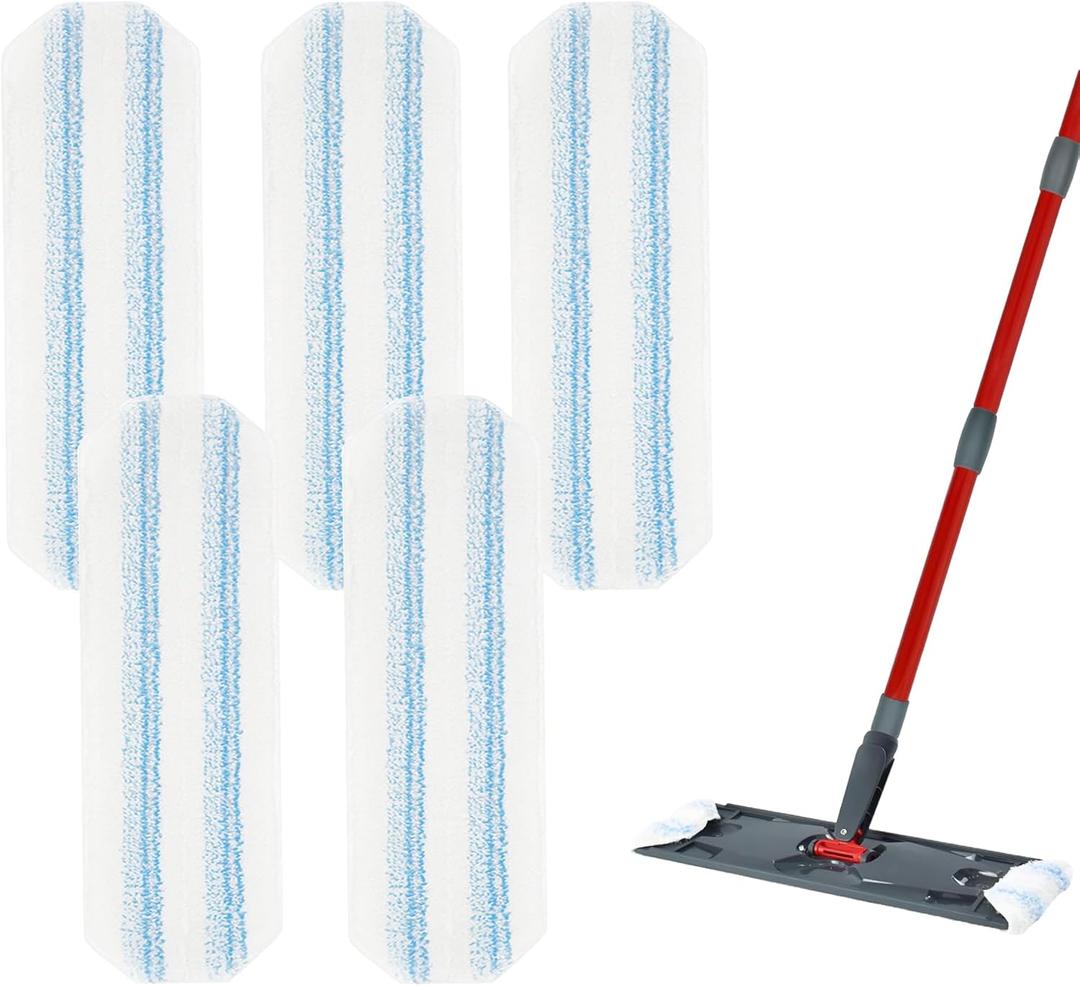 5 Pack Reusable Mop Pads Compatible with Vileda H2Pro Flat Mop, Machine Washable Microfiber Mop Refills, Replacement Heads for Vileda H2Pro Mop System