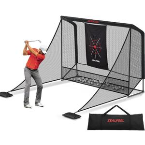 Golf Net, 10x7ft/8x8ft Golf Enclosure Net with Side Barriers/Auto-Ball Return, Low-Noise Target, Carry Bag, 4 Stakes, Hitting Practice Net for Backyard Driving Chipping Indoor Outdoor Use