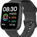 Smart Watch for Men Women Compatible with iPhone Samsung Android Phone 1.69 inch Full Touch Screen IP68 Waterproof Bluetooh Fitness Tracker Heart Rate/Sleep Monitor (Matte Black)