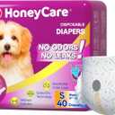 HONEY CARE All-Absorb Disposable Female Dog Diapers Small Size, Improved, 40 Count, Super Absorbent, Breathable, Wetness Indicator (Pack of 1, 40 Count Total)