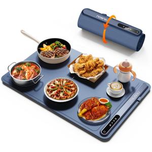 Warming Mat for Food (24"x16") - iTRUSOU 3-Year Classic Electric Warming Tray with 3-Level Temp Control, Rapid Heating 250W Energy-Saving - Rollable Large Food Warming Mat for Parties & Buffet (Blue)