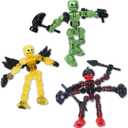 Zing Klikbot Galaxy Pack, Set of 3 Poseable Action Figures with Weapons, Includes 1 Hero (Ice), 1 Villain (Maze) and 1 Guardian (Scorpion), Stop Motion Animation Figure, Great for Kids Ages 6 and Up