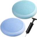Libima 2 Pcs Wobble Cushion with Inflation Pump Wiggle Seat Flexible Sensory Seating Balance Disc Board for Men Women Physical Exercise Improving Posture Home Office (Blue)
