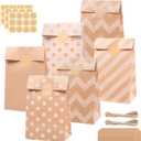 30PCS Party Favor Paper Bags, Kraft Paper Treat Bags for Bakery Candies Dessert, Brown Paper Kraft Snack Bag Cookie Party Faor Bags Bulk for Birthday Wedding Baby Shower Graduation, 5.1x3.1x9.5 Inch