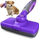 Hertzko Self Cleaning Slicker Brush for Dogs and Cats - Pet Hair Brush for Shedding Long and Short Hair - Easy Clean Retractable Bristles - Cat and Dog Grooming Tool - Purple