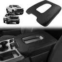 Muslogy Center Console Armrest Cover Fit for Chevy Silverado & GMC Sierra 2019-2026 Accessories, Comfort Armrest Pad Console Lid Cushion Vegan Leather Regular Thick(Split Bench Seat Console ONLY)