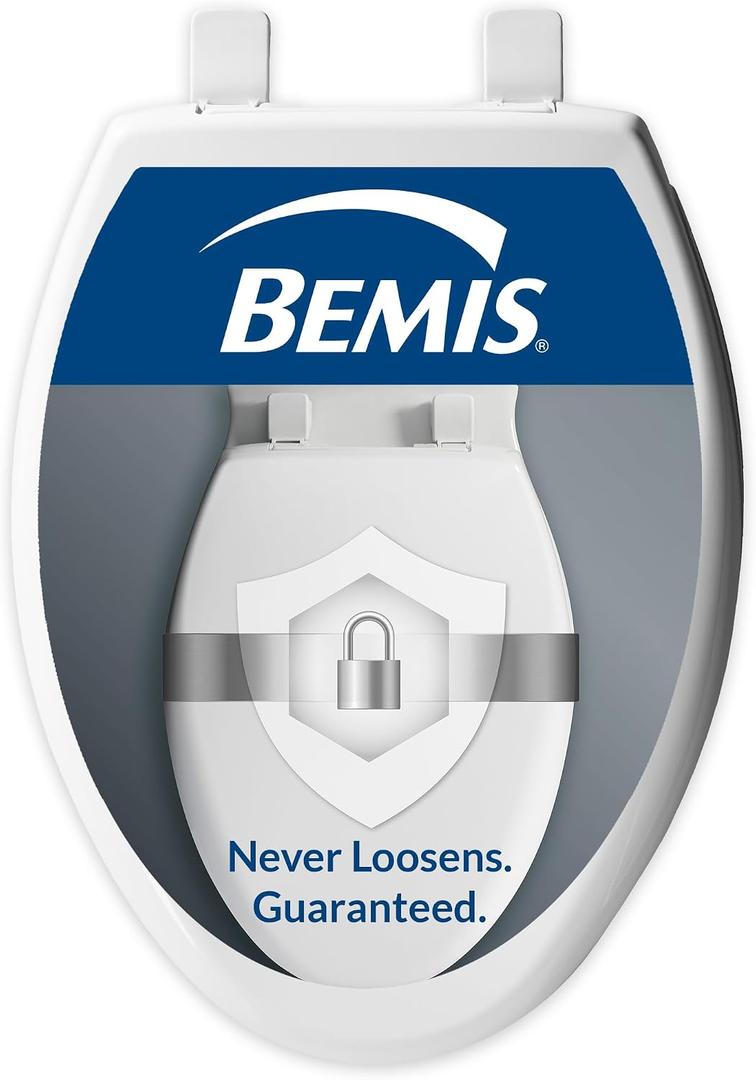 Bemis Aurora Slow Close Toilet Seat, Easy Clean Hinges and Adjustable Perfect Fit Plastic Seat, Made in USA, Elongated, White