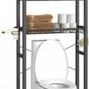 VASAGLE Over the Toilet Storage, Over Toilet Bathroom Organizer with Adjustable Shelves and Basket, 3 Hooks, Space Saving, 9.4 x 23.6 x 63 Inches, Ebony Black UBTS113BE01S